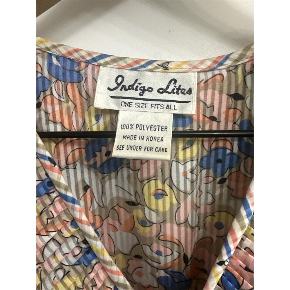 INDIGO LITES OSFA Vintage Pleated Ruffle Floral Smocked Full Sweep Dress 1980's